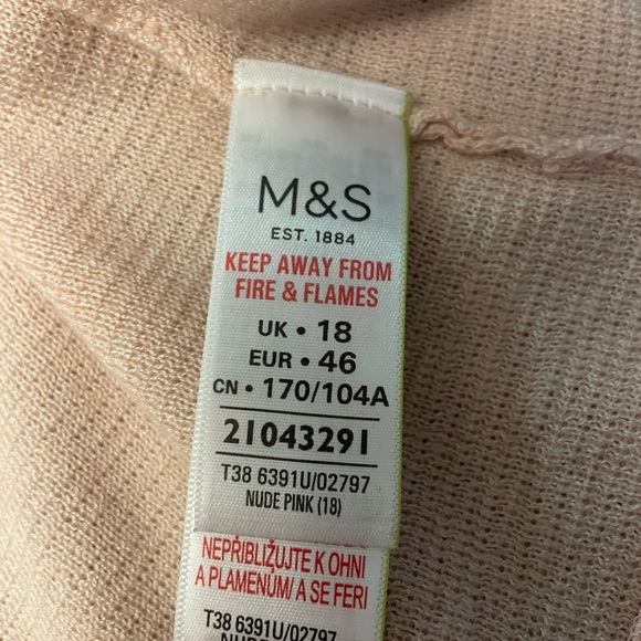 NWOT Open Front Flared Sheer Sleeve Cardigan Pink Sz. 10 UK 14 Marks & Spencer - Picture 8 of 9
